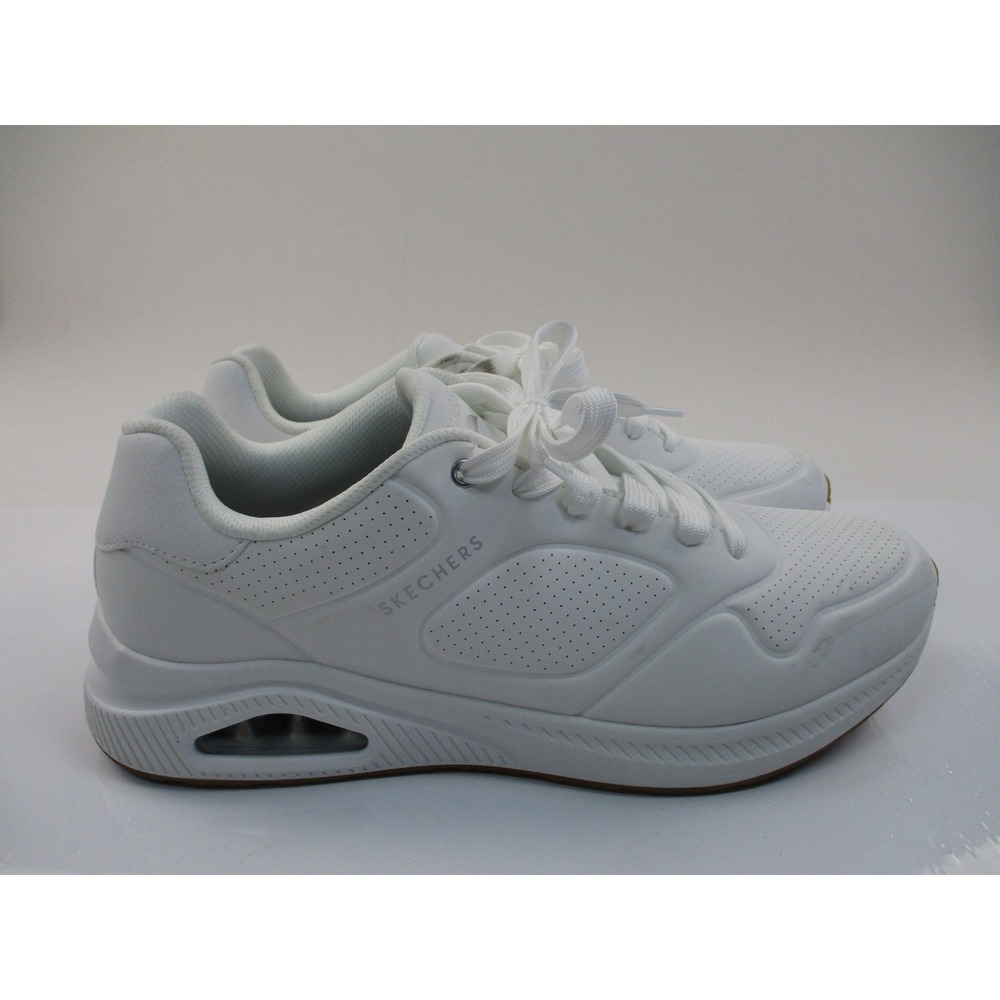 Skechers Uno Arch Fit Mens 12 White Sneakers Air Cooled Cushioned Gum Sole a478